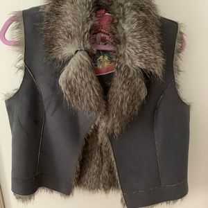 Micro suede and fur vest